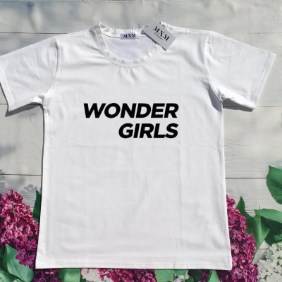 Áo thun nữ cổ tròn form rộng in chữ Wonder Girls thun cotton 4 chiều ( ANU021 )