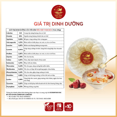 Tổ yến Tinh chế cao cấp 100 gram Yến Việt Tinh Hoa  - Hàng chính hãng
