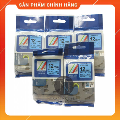 [Combo 3 Hộp] Nhãn In đa lớp Tz2-531 - Đen nền Dương 12mm x 8m - Hàng nhập khẩu
