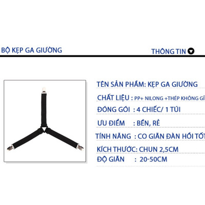 Set 4 kẹp ga giường có lớp đệm cao su Lidaco cố định drap chống xê dịch chất liệu inox không gỉ (Giao màu ngẫu nhiên)