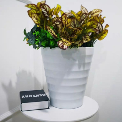 Combo từ 1 đén 2 chậu vòng tròn trồng cây cảnh bằng nhựa ABS bóng cao cấp  M 32 cm x C 35cm Màu trắng