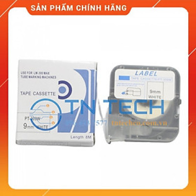Nhãn in MAX PT-309W - Chữ đen nền trắng 9MM x 8M - Dùng cho máy in ống MAX [Hàng nhập khẩu]