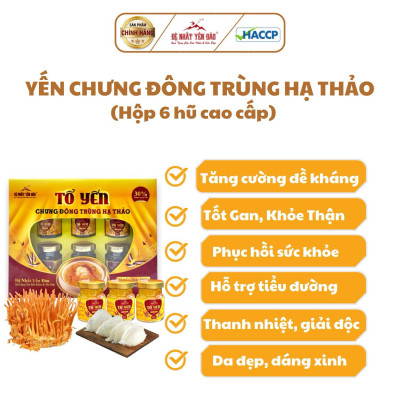[TOP SALE] TỔ YẾN CHƯNG ĐÔNG TRÙNG HẠ THẢO 100% Tổ Yến Thật (Hàm Lượng 30%) (6 Lọ X 70ML) - Đệ Nhất Yến Đảo - Giảm Stress - Giảm Mệt Mỏi - Đẹp Da - Đẩy Lùi Lão Hóa - Điều Hòa Đường Huyết - Ổn Định Huyết Áp - Tăng Sức Đề Kháng - Tăng Sức Đề Kháng