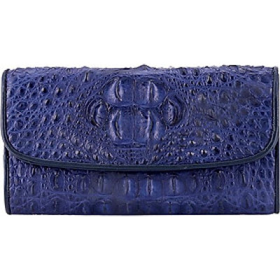 Ví Nữ Da Cá Sấu 3 Gấp Nguyên Con Huy Hoàng HT3720 (19 x 10.5 cm) - Xanh Đậm