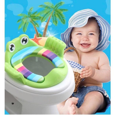 Miếng Lót Bồn Cầu Ngồi Cho Bé - Bệ Lót Thu Gọn Bồn Cầu Có Tay Vịn Cho Bé – Thuận Tiện Cho Bé Sử Dụng, Dễ Dàng, Màu ngẫu nhiên Voi Bô