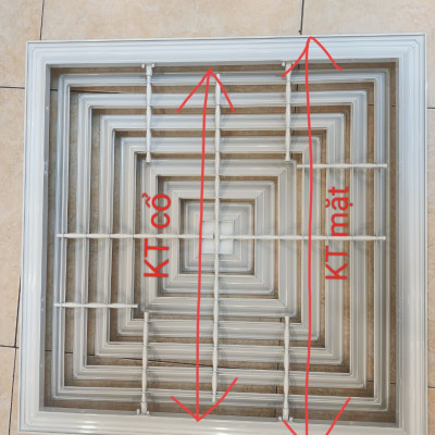 Cửa gió khuếch tán 450x450 miệng gió cấp điều hòa chất liệu nhôm, nan gió điều hòa âm trần