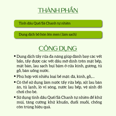 Xịt lau bàn ăn hữu cơ Bồ hòn tinh dầu Sả Chanh dung tích 500ml thương hiệu Ecocare
