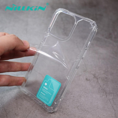 Ốp lưng TPU chống sốc lưng PC cường lực cho iPhone 15 Pro Max, 15 Pro, iP 15, 15 Plus hiệu Nillkin Nature Pro - Mỏng 0.6mm, đệm khí 4 góc, gờ bảo vệ camera - Hàng nhập khẩu