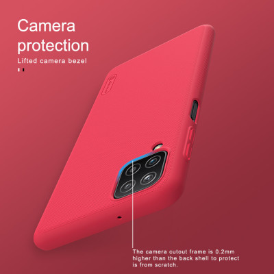 Ốp Lưng Sần chống sốc cho Samsung Galaxy A12 hiệu Nillkin Super Frosted Shield (Đính kèm giá đỡ hoặc miếng dán từ tính) - Hàng Chính Hãng