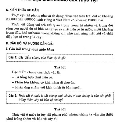 Đề Học Tốt Sinh Học Lớp 6