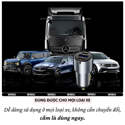 Tẩu củ sạc nhanh 60W cho xe hơi ô tô 2 PD3.0 Type- C + USB-A QC3.0 hiệu WIWU Nano Pro cho iphone 17 16 15 14 13 12 iPad vivo samsung macbook - hàng chính hãng