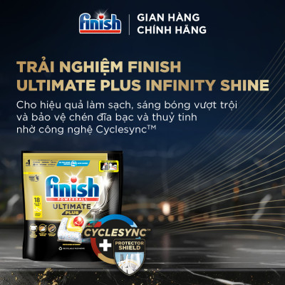 Combo 2 Viên rửa chén Finish Ultimate 18 viên + Nước làm bóng Finish 500ml + Muối rửa chén Finish 2kg