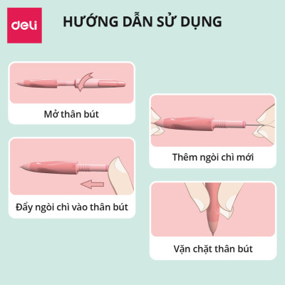 Set bút chì kim bấm ngòi kèm hộp ruột chì và tẩy cao cấp cho học sinh, văn phòng, tiện lợi, nhỏ gọn, màu sắc trẻ trung