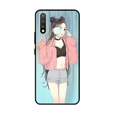 Ốp Lưng in cho Vivo Vivo Y19 /U3 /Y5s /U20 Mẫu Cô Gái Áo Hồng Nền Xanh - Hàng Chính Hãng