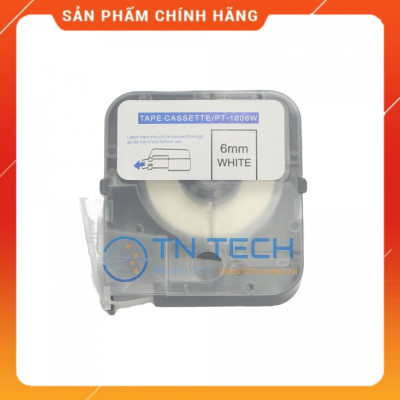 Nhãn in PUTY PT-1006W - Chữ đen nền trắng 6MM x 8M - Dùng cho máy in ống PUTY PT-1010 [Hàng nhập khẩu]