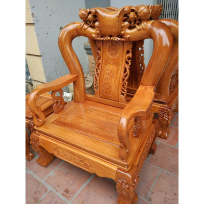 Bộ bàn ghế giả cổ trạm quốc đào gỗ gõ đỏ