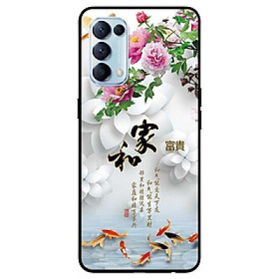 Ốp lưng dành cho Oppo Reno 5 mẫu Chim Cá Nền Hoa Trắng