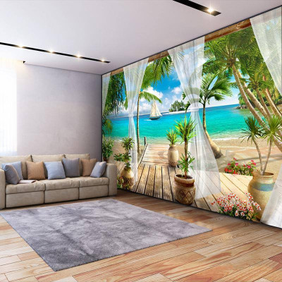 Tranh dán tường 3D trang trí nhà cửa phong cảnh bờ biển  PC 20 (Không phai màu)