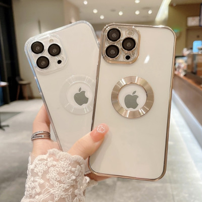 Ốp lưng dành cho iPhone 11 Pro, 11, 11 Pro Max, 12 Pro, 12, 12 Pro Max, 13 Pro, 13 Pro Max, Xs Max, Xs, 14, 14 Plus, 14 Pro , 14 Pro Max viền màu hở logo Táo sang trọng - Hàng chính hãng