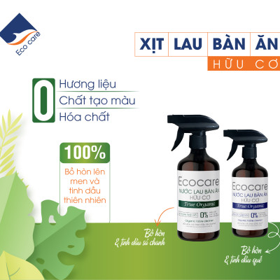 Xịt lau bàn ăn hữu cơ Bồ hòn tinh dầu Sả Chanh dung tích 500ml thương hiệu Ecocare
