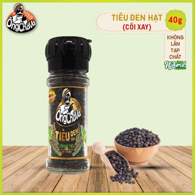 Tiêu Đen Hạt Ông Chà Và 40gram (Black Pepper) - Có Cối Xay Tiện Dụng
