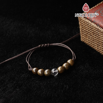 Vòng trầm tốc thắt dây phối đá mã não trắng - Ngọc Quý Gemstones