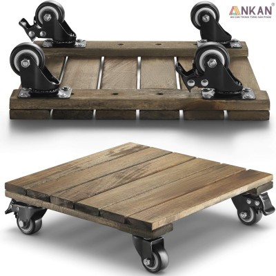 Đế Lót Chậu Cây Có Bánh Xe Cao Cấp ANKAN Hình Vuông Màu Đen 35x35Cm, Tải trọng 150 Kg, Di Chuyển Chậu Cây Nặng Dễ Dàng, Êm Ái