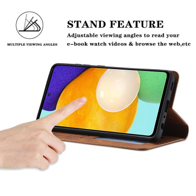 Bao da dạng ví cho Samsung Galaxy A25 có ngăn để thẻ ATM và tiền, may viền - Hàng chính hãng