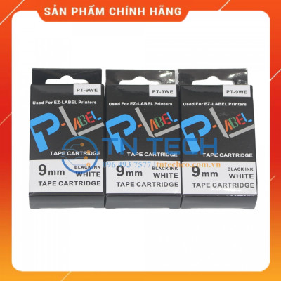 Nhãn in CASIO PT-9WE - Chữ đen nền trắng 9MM x 8M - Dùng cho máy in nhãn CASIO [Hàng nhập khẩu]