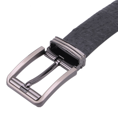 HJ4438-39-40-41 - Thắt lưng nam da đà điểu Huy Hoàng da hột 4P đầu kim màu đen, nâu đất, vàng bò, nâu đỏ