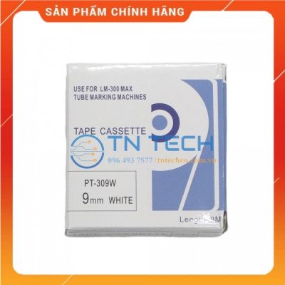 Nhãn in MAX PT-309W - Chữ đen nền trắng 9MM x 8M - Dùng cho máy in ống MAX [Hàng nhập khẩu]