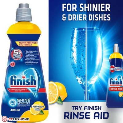 Nước làm bóng Finish 400ml dùng cho máy rửa bát - Hàng chính hãng 