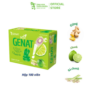 Combo 3 hộp 100 viên - Kẹo thảo mộc Gezcol - Kẹo Genat Gừng - Kẹo ngậm Chanh sả - Genat - Tinh hoa thiên nhiên