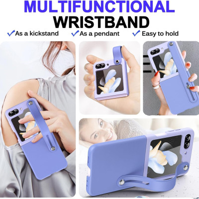 Ốp lưng đai đeo hand trap chống sốc cho Samsung Galaxy Z Flip 5 5G hiệu HOTCASE Wristband Stand Phone Case - chất liệu cao cấp, thiết kế thời trang sang trọng có đai đeo tay an toàn - Hàng nhập khẩu