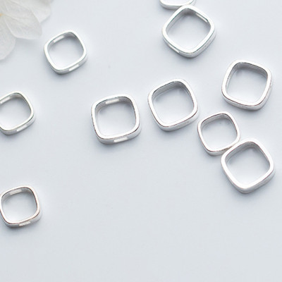 Combo 2 cái charm bạc viền vuông bo cạnh để lồng hạt vào giữa - Ngọc Quý Gemstones