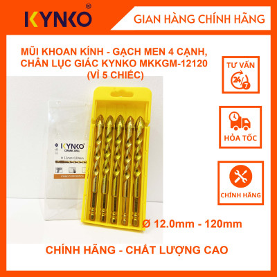 (HỘP 5 MŨI) MŨI KHOAN KÍNH - GẠCH MEN 4 CẠNH, CHÂN LỤC GIÁC KYNKO MKKGM- 12120 CHÍNH HÃNG GIÁ TỐT đường kính phi 12mm