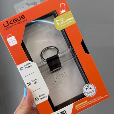 Ốp lưng chống sốc trong suốt kèm iring cho Samsung Galaxy Z Flip 7 hiệu Likgus Cover Ring (chất liệu cao cấp, thiết kế iring chống rơi rớt) - hàng nhập khẩu