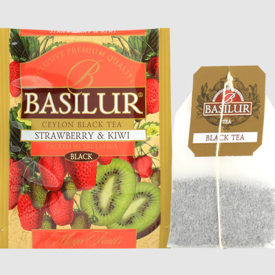 Trà đen Ceylon Basilur vị Dâu Tây & Kiwi – túi lọc 50g
