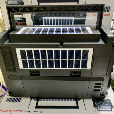 Đài FM Radio Nghe Nhạc FEPE FP-722-S Bluetooth-Sạc Năng Lượng Mặt Trời,Thiết Kế Cổ Điển Sang Trọng ,2 Ăn-Ten Bắt Sóng Mạnh Hỗ Trợ USB và Thẻ Nhớ- Hàng Chính Hãng