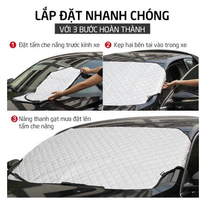 Bạt tráng bạc 3 lớp che nắng kính lái ô tô, xe hơi