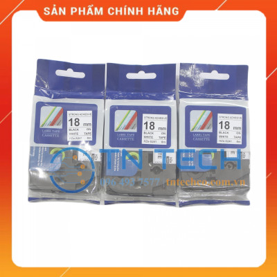 Nhãn In HZE-S241 - Đen nền trắng 18mm x 8m - Dùng cho máy in BROTHER - AIMO - PUTY [Hàng nhập khẩu]