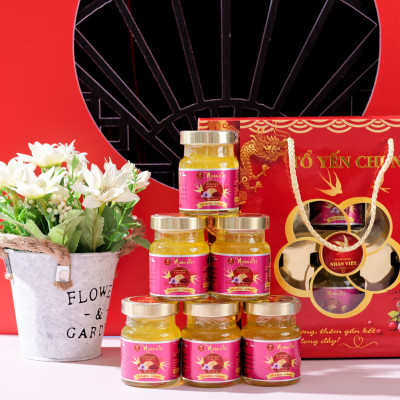 [Hộp 6 Lọ] Nước Yến Sào Chưng Saffron Collagen Nhân Việt 30% Yến Hũ 70ml