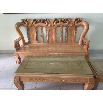 Bàn ghế gỗ sồi nga bộ ban ghế phong khach gỗ sôi  bộ ban ghế tay tron gỗ sôi tay 12