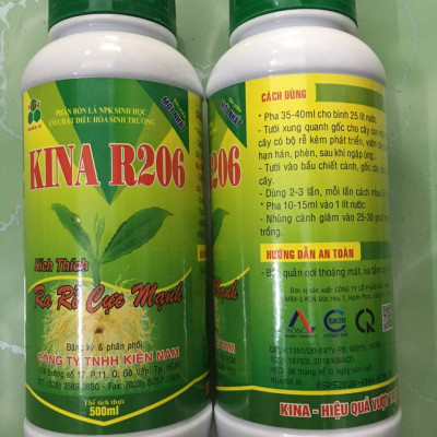 Phân bón lá sinh học KINA R206 Kích Rễ Cực Mạnh Chai 500ml