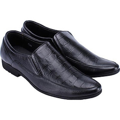 Giày Lười Nam Vân Cá Sấu Huy Hoàng HT7159 - Đen