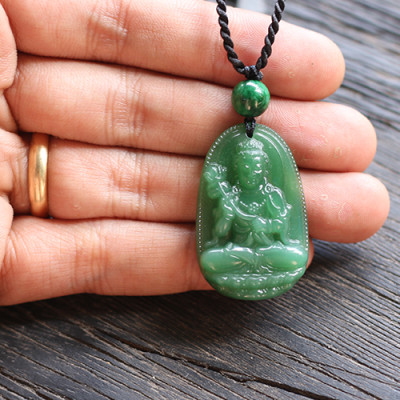 Mặt Đại Thế Chí Bồ Tát Đá Ngọc Tuỷ (Trung : 3 x 2.3 cm) Ngọc Quý Gemstones MD57 - Xanh Lá