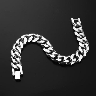 Vòng tay nam - Lắc tay nam titan lặc đơn kiểu vác cạnh cao cấp khóa bộ inox trangsucpt 13mm PTLTNA14