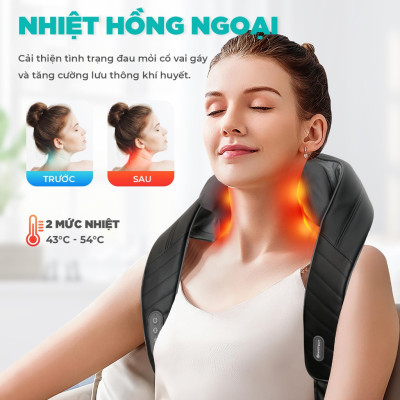 Máy Massage Cổ Vai Gáy KINGTECH S6, Masage Shiatsu 3d, Nhiệt Hồng Ngoại, Tích Điện, Matxa Nhiều Vị Trí - Chính Hãng