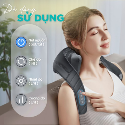 Máy Massage Cổ Vai Gáy KINGTECH S6, Masage Shiatsu 3d, Nhiệt Hồng Ngoại, Tích Điện, Matxa Nhiều Vị Trí - Chính Hãng