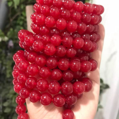 Vòng Tay May Mắn Đá Mã Não Đỏ Đậm Đẹp  size 10mm 18 Hạt  Nữ mạng Hỏa mạng Thổ ạ Màu Đỏ là màu Chiến Thắng ạ